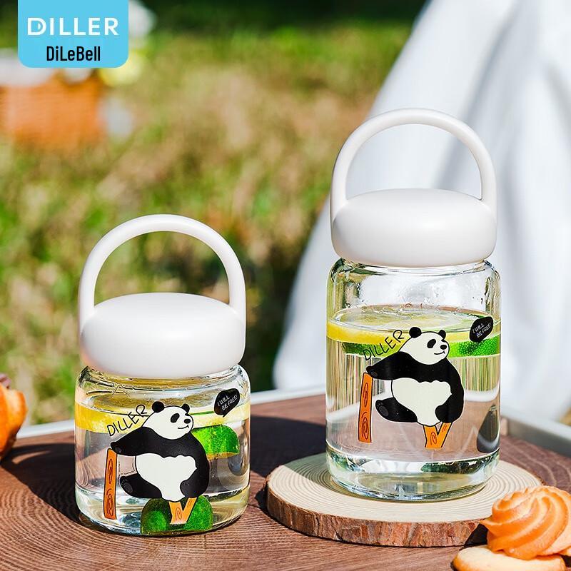 Diller Mini Portable Glass Cup with Handle 420ml