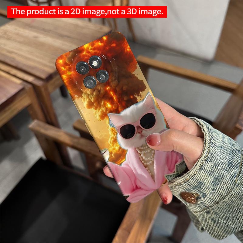 2DFlat Xiaomi Redmi phone caseChill Cat with Explosion Backgroundsuitable for Redmi Note 11 12 13 14 A3 K80 15 17 Ultra