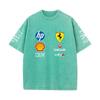 Vintage Washed Black Ferrari F1 Racing T Shirt Oversized Short Sleeve Tee Retro Motorsport Sponsor Logo Print Casual Streetwear Loose Top