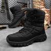 Fashion Outdoor Leather Mens Slip on Boots Platform Shoes Luxury Brand Men Winter Plush Snow Boots Fashion All-match Men Motocross Boots