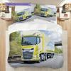 Golden Trucks Motion Bedding (1 * duvet cover + 2 * pillowcase, without core) 2D Flat Soft and comfortable Bedding set Christmas birthday gift