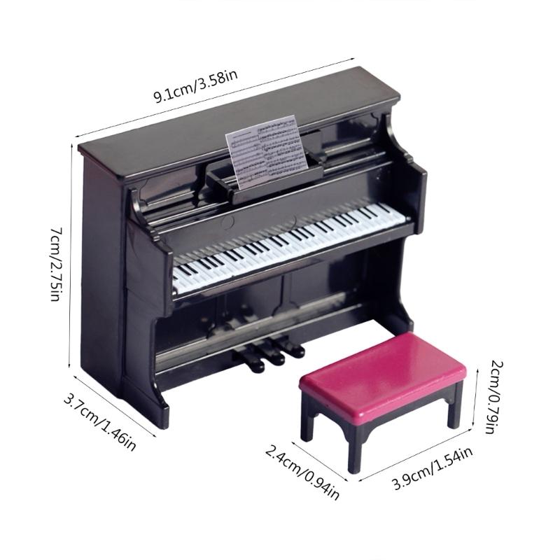 Plastik Puppenhaus Miniaturklavier mit Hocker Mini Puppenhaus Instrumentenmodell