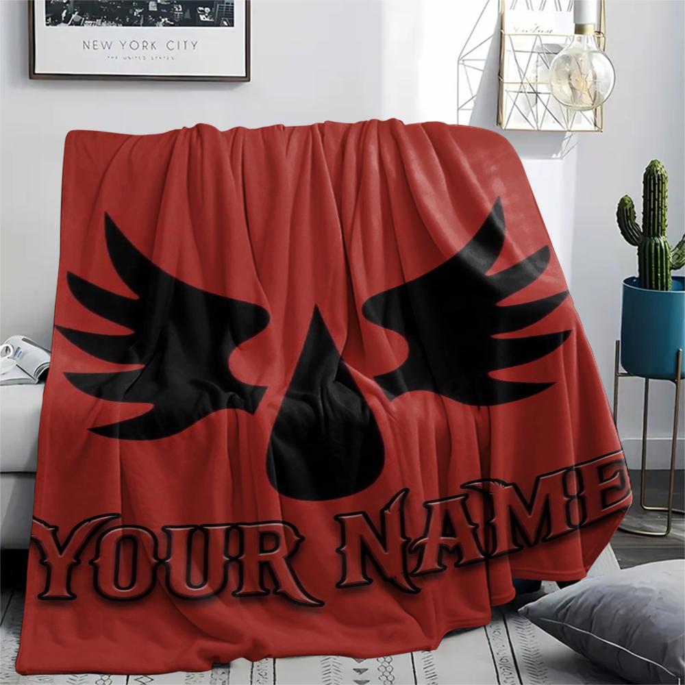 1PC Custom Name Blood Angels Patterned Flannel Blanket Suitable For All Seasons for Home Decor Warmth and Comfort Gifts Holiday Present