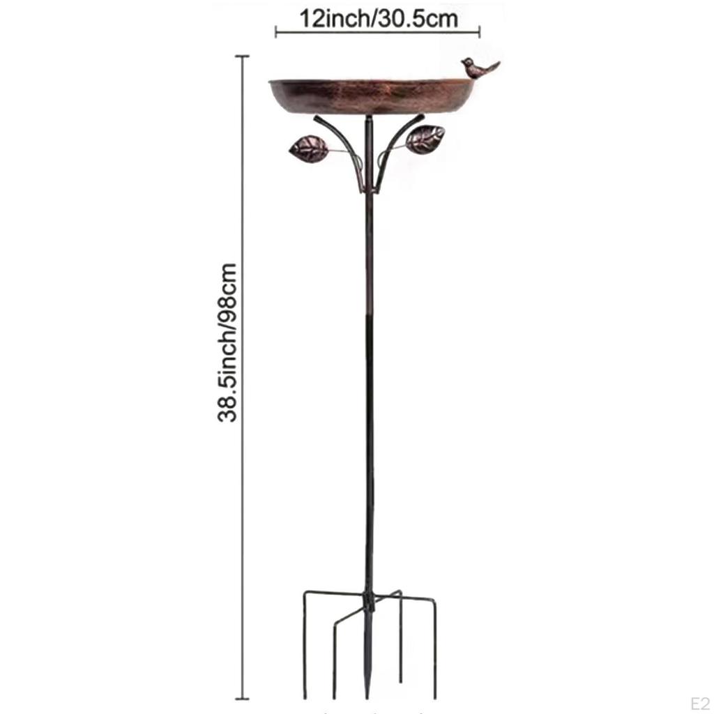 Metal Bird Bath Bowl Feeder Stake Ornament 5 Pronged Base Iron Gift Freestanding Birdbath