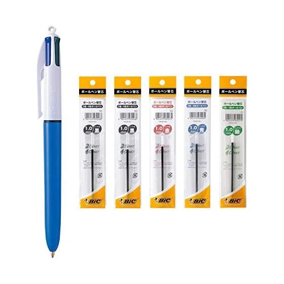 Bic Japan Bic Ballpoint Pen 4 Color Ballpoint Pen Multicolor Blue Shaft 1.0mm Refill Set 4CSMD-RF5