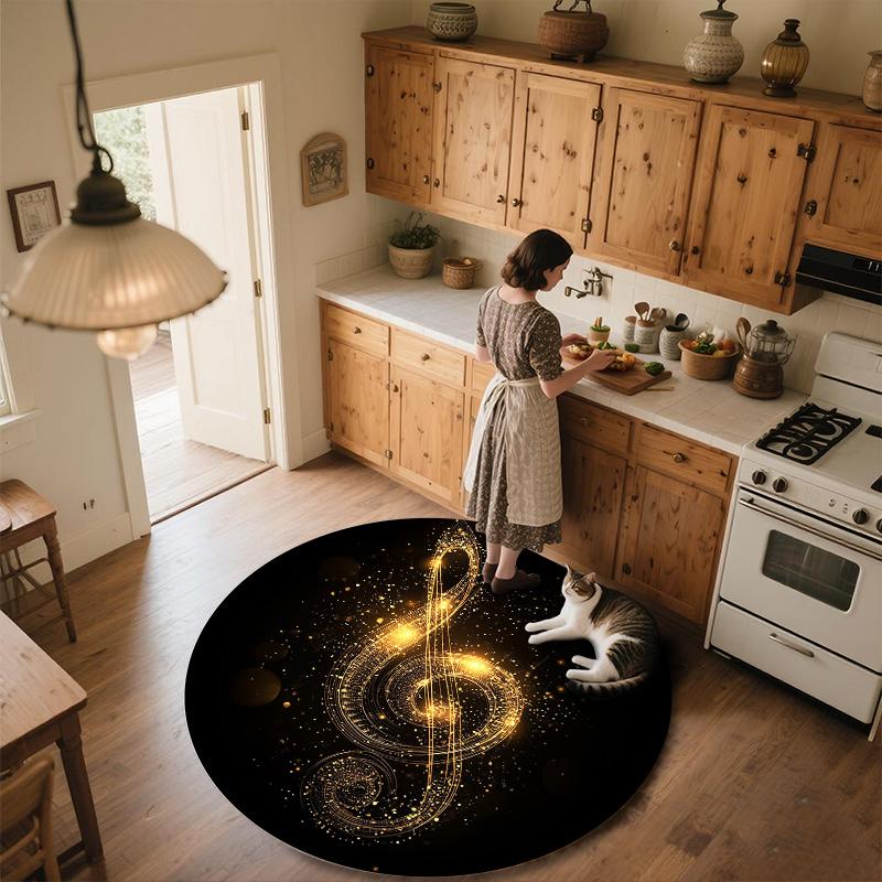Musical Notes,Round Area Rug,Carpet Rug for Living Room Bedroom Sofa Playroom Decor,Non-slip Floor Mat