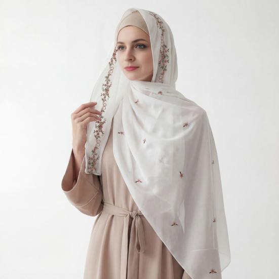 Headscarf Bohemia Style Embroidery Flower Protection Shawl Pattern Sun Commuter Anti-static Turban Hair Accessory