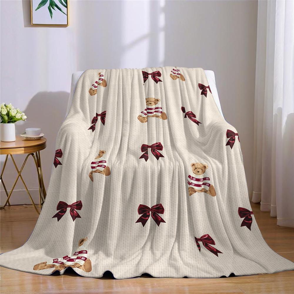 Creme Weihnachtsteddy Flanelldecke Warm Weich Halloween Weihnachten Sofa Warm Gemütlich Dekoratives Dekor Geschenk für Alle Jahreszeiten