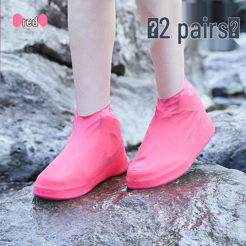 Waterproof, non-slip rain shoe covers for adults; thick, wear-resistant silicone rain boots for outdoor use.
