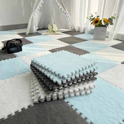 Hot Sale 30x30cm Plush Puzzle Foam Floor Mat Creative Fashion Carpet Square Interlocking Carpet Fluffy Area Rugs
