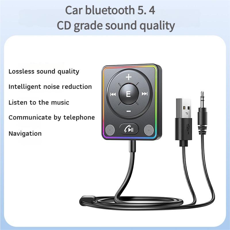 Bluetooth 5.4 Car Adapter With Dual Mics And Noise Cancellation, AUX Bluetooth Car Kit For Hands-Free Calls And Stereo Audio