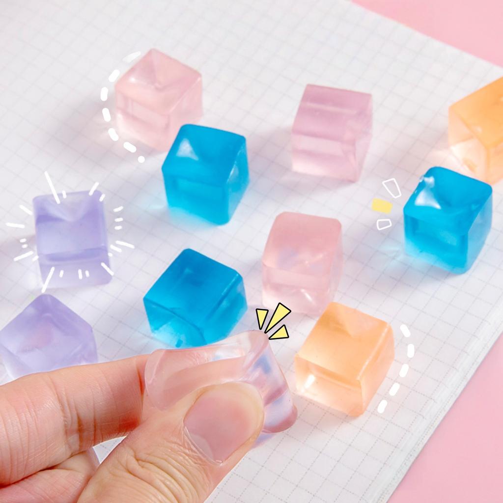10 Pcs Mini Release Stress Transparent Small Ice Block Pinch Music Children Simulation  Relaxing Mood Squeezing Toy Birthday Gif