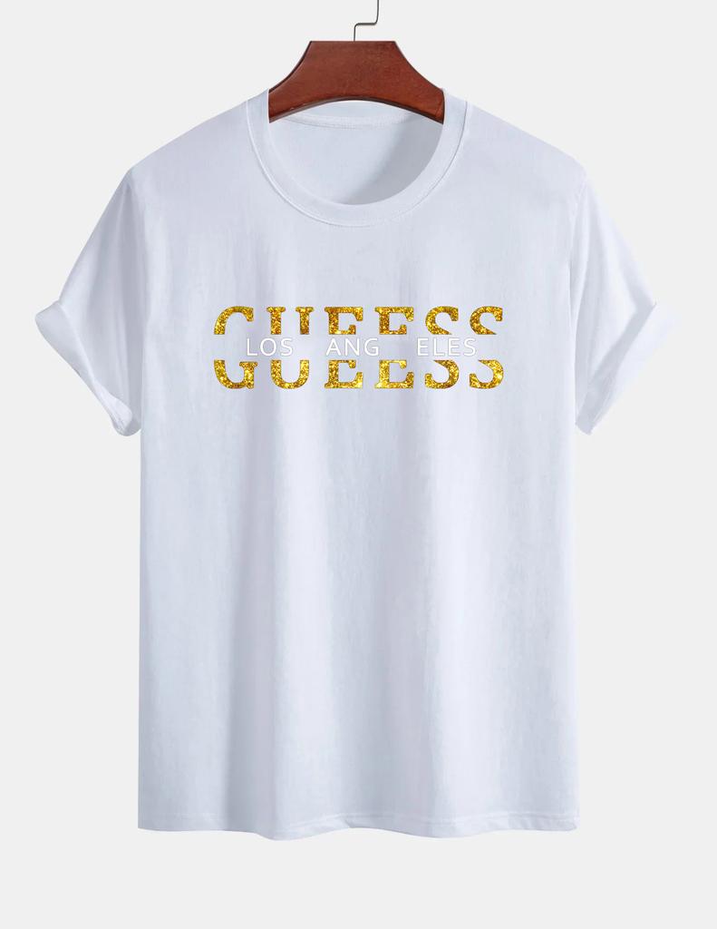 Women's T-shirt 100% Pure Cotton Summer Casual Loose Fashion GUESS Los Angeles Letter Printed Round Neck Short Sleeved T-shirt