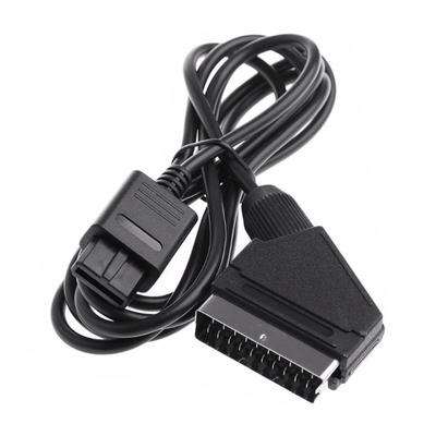 SCART AV Connector Cable Lead Cord Wire Fit for N64 SNES SFC GC Retro- Gamepad 1.8m 6Ft AV Cord Black Gaming Accessories