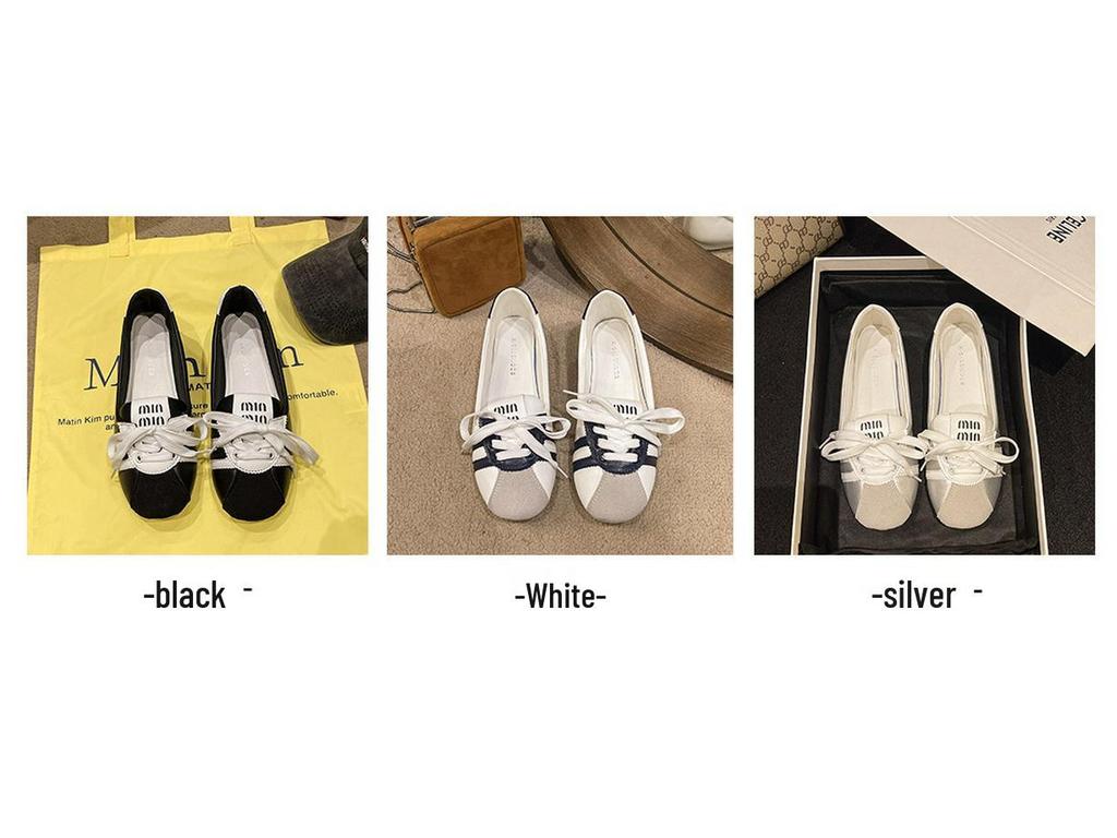 Women's French Ballet Flats: 2024 Summer Lace-up White Slip-on, Breathable Fashion Flats