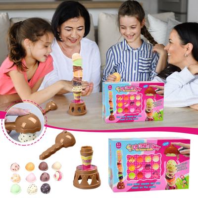 Ice Cream Game,Ice Cream Play Set Sweet Treats Ice Cream Parlour Toy Dessert Ice Cream Tower Balancing Game Pretend Play Food For Kids Birthday Gift