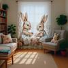 Single Panel Easter Bunny Curtain Rabbit Egg Pattern Pole Window Kids Room Spring Decor With Light Filtering Polyester