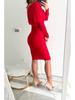 2022 Autumn/Winter V-Neck Long Sleeve Waist-Hugging Hip-Wrap Dress