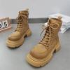 Ankle Boots for Women Chunky Platform Motorcycle Booties Female Shoes Designer Round Toe Short Boots Ladies Lace Up Work Boots