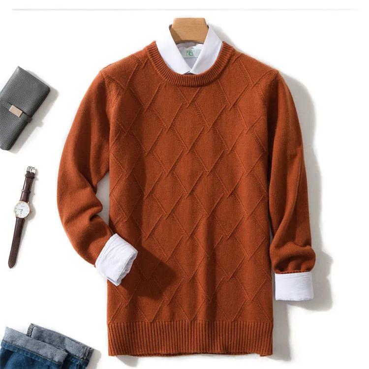 Men's Autumn and Winter Loose Knit Round Neck Base Sweater, Spring Business Casual Sweater
