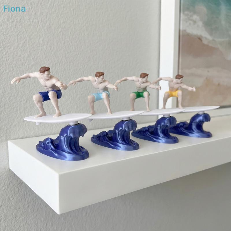Shaking Surfer Car Dashboard Ornament, Cute Surfing Guy Figurine with Wave Base for Car Interior Decor