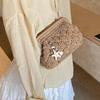 Yogodlns Women Straw Shoulder Bag Chain Strap Woven Crossbody Bags Large Capacity Cloud Clutch Purse Stylish Solid Color Beach Handbags