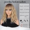 Brown and Light Brown Short Wavy Synthetic Fiber Wigs with Bangs for Women Cosplay Natural Hair Heat Resistant