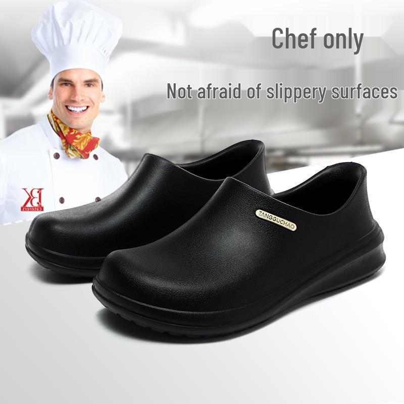 Waterproof Oil-Proof Non-Slip Chef Shoes Men's Work Shoes Slip-On Safety Shoes Anti-Odor Wear-Resistant EVA