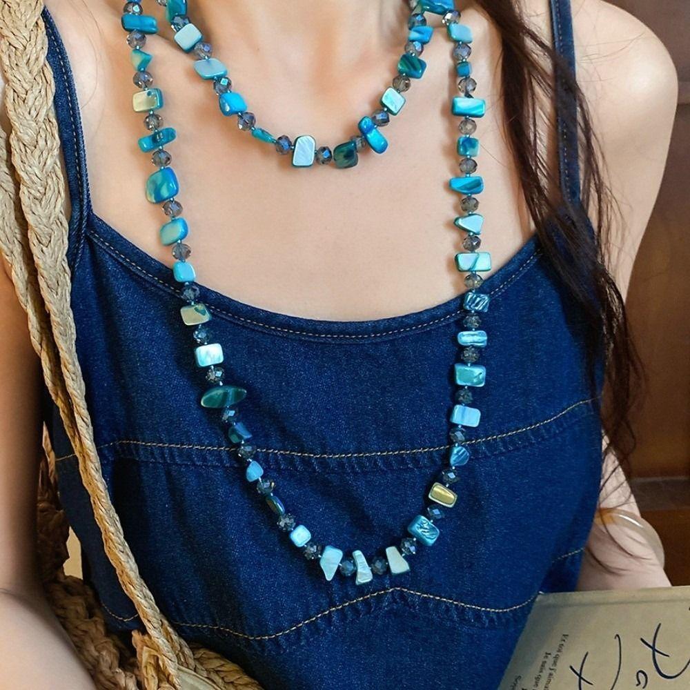 Irregular Shell Glass Shell Beaded Necklace Seaside Vacation Style Bohemia Choker Beach
