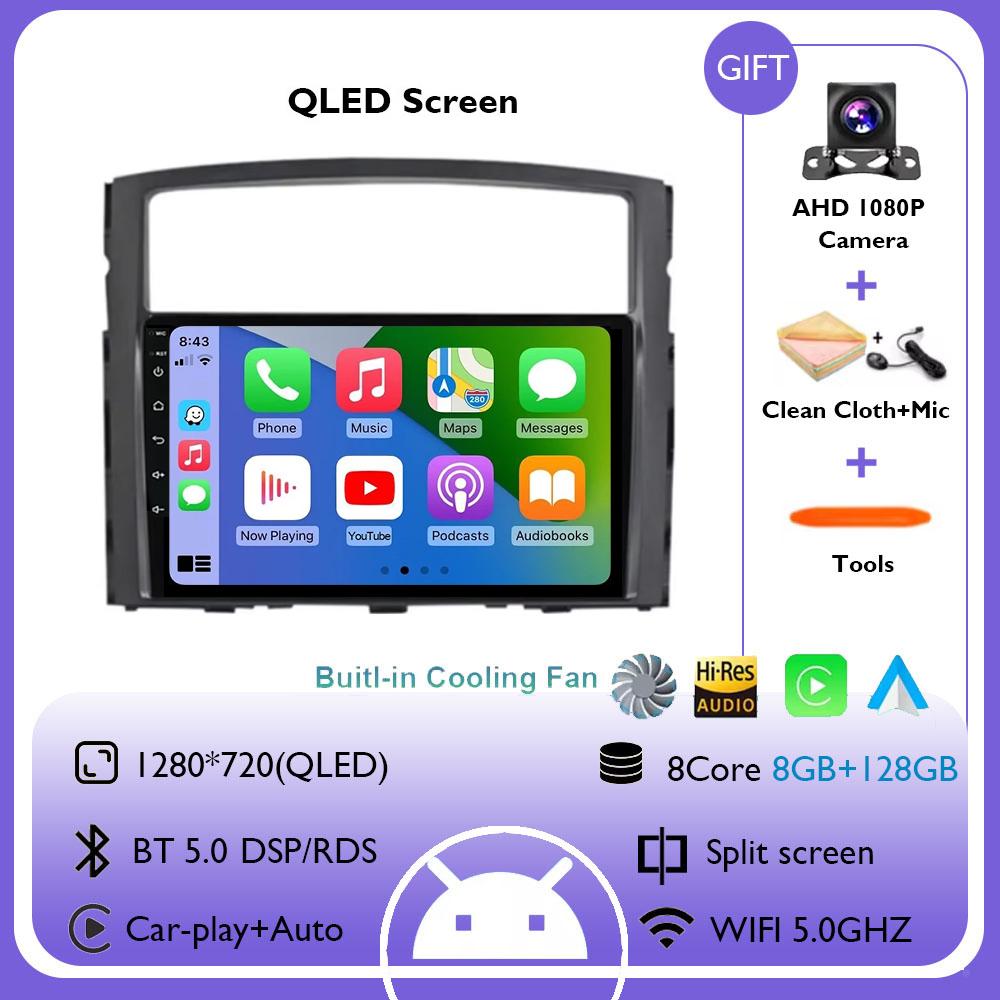 9" For Mitsubishi Pajero 4 V80 V90 2006 - 2014 Android 14 Car Radio Stereo Wireless Carplay Auto Multimedia Player GPS 4G+WIFI