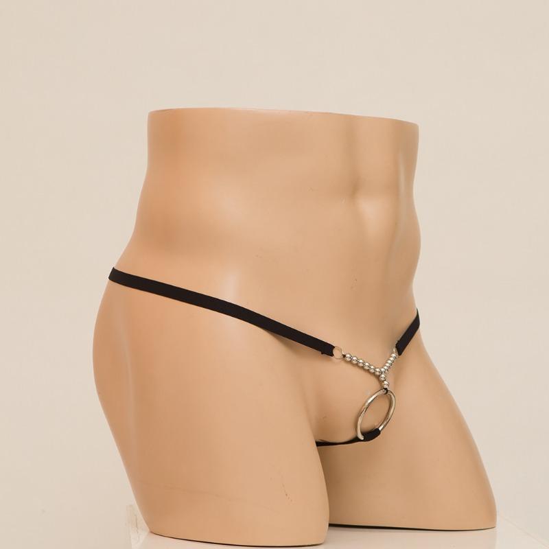 Men'S Sexy Crotchless G-String Thongs Underwear Jockstrap O-Ring Sissy Lingerie Erotic Open Front Penis Hole Gay Night Clubwear