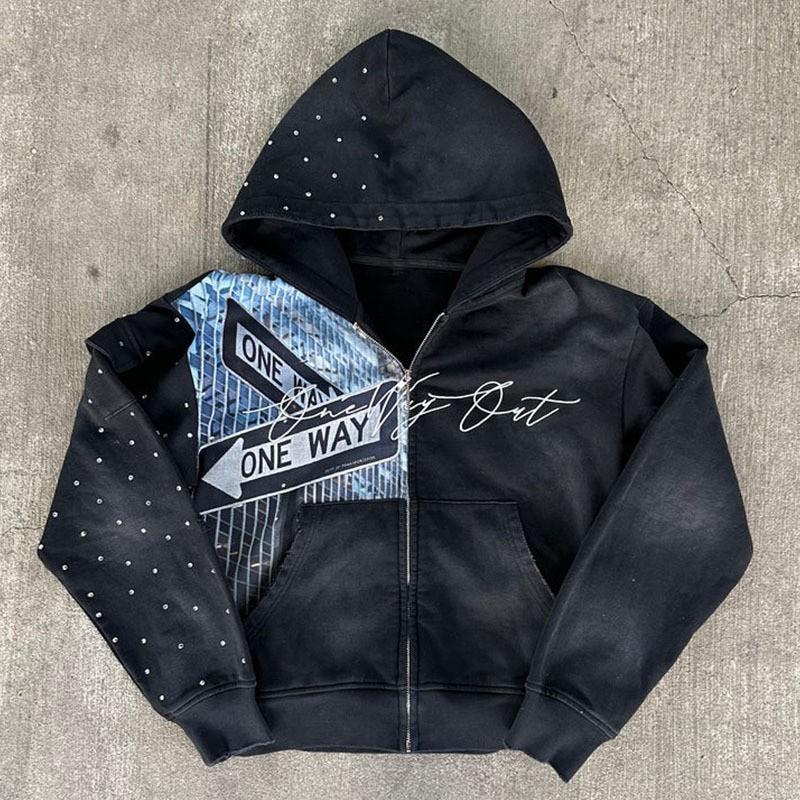 Black Oversized Hoodie With Cartoon Letter