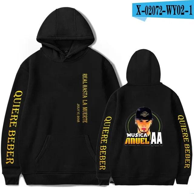 Anuel AA Printed Hoodies Sweatshirt Coat Real Hasta La Muerte casual Tracksuit Costume Unisex Women Clothing Anime Pullover Hoodie