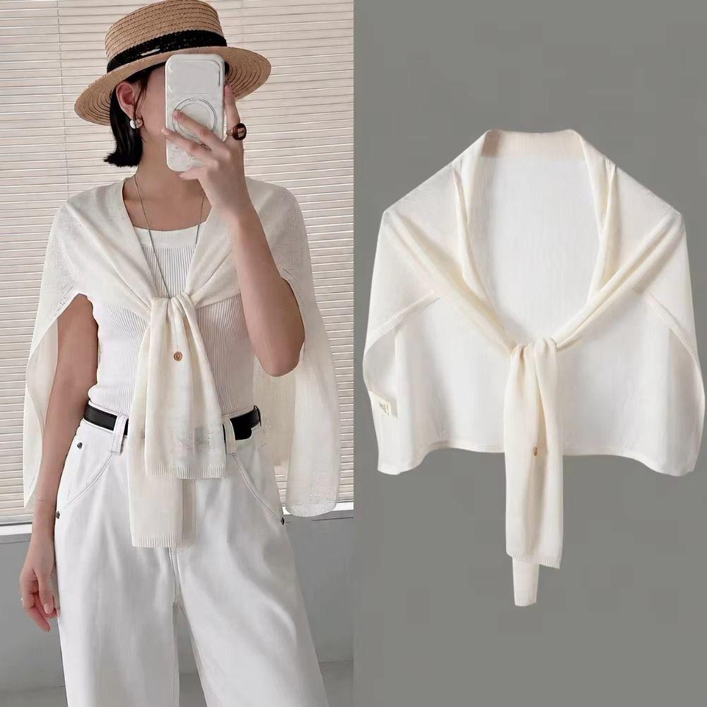 Thin Knitted Neck Wrap Cloak Triangle Scarf Simple Crochet Scarves Clothes Decoration