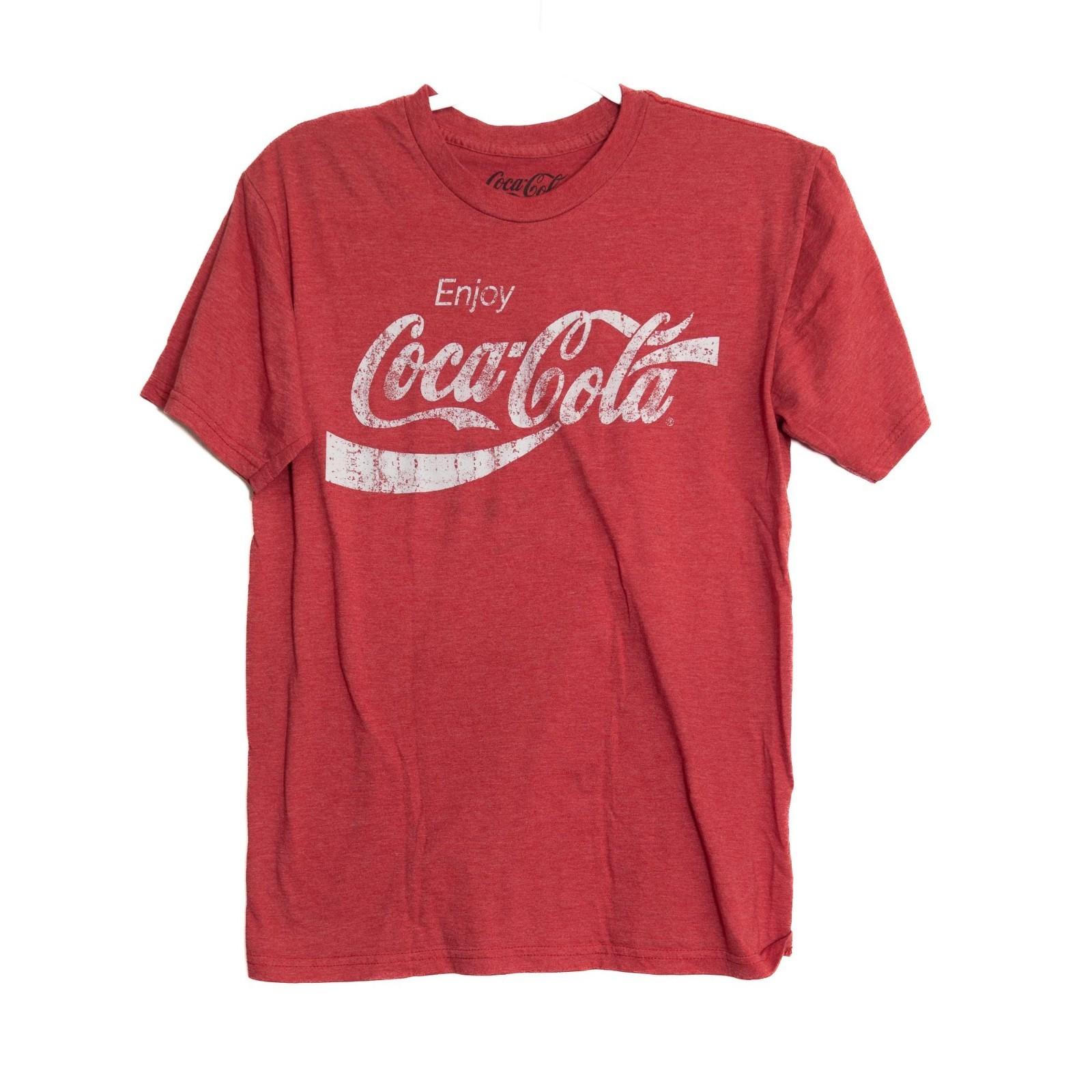 Винтажная футболка Coca-Cola S Красная с графикой Короткий рукав Круглый вырез Ретро стиль S