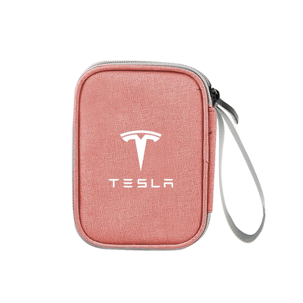 

1pc Car Stying Logo Electronic Accessories Storage Bag Auto Storage For Tesla Model 3 Model S Model X Coil Mod WYE K80 Roadster