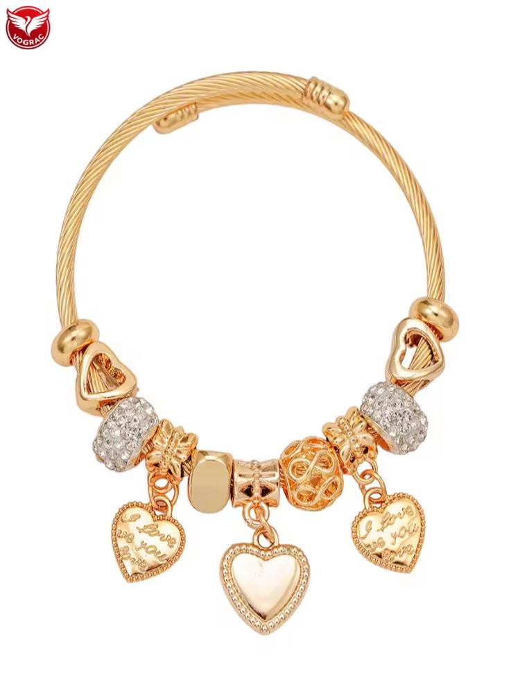 1pc Religious Virgin Mary Charm Bracelet, 1pc Religious Cross Bracelet, 1pc  Sakura DIY Bracelet, 1pc  Heart Lock