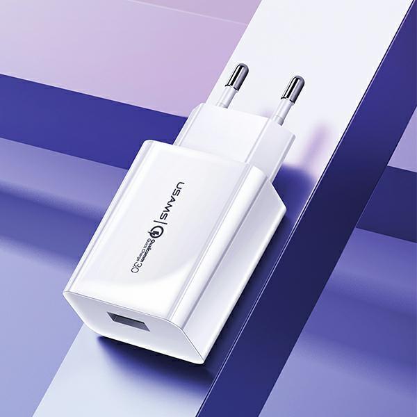 Usams Ład. Siec. 1Xusb T22 18W 3A Qc3.0+ Kabel Usb-C 1M Biały/White (T48) T48Ocln01