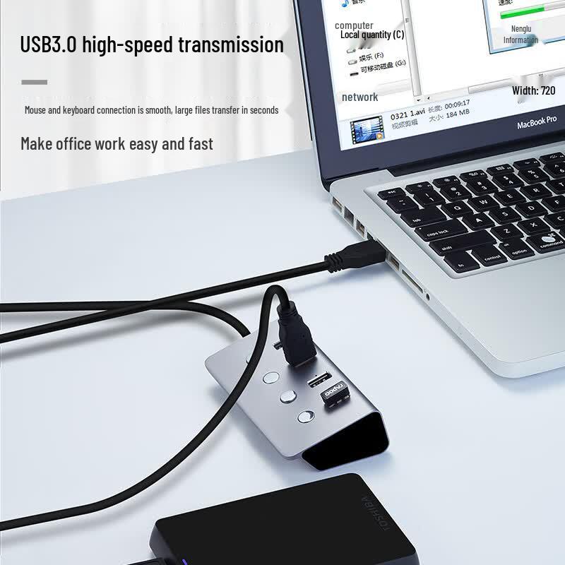 High-Speed USB 3.0 Hub with Individual Switches