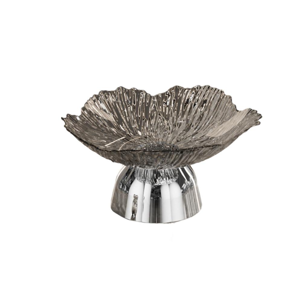 Large Capacity Pedestal Fruit Bowl Transparent Petal Design Snack Display Tray Counter-top