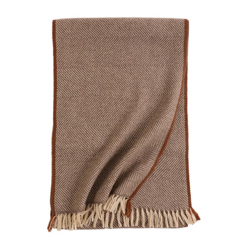 

Новый модный шарф с бахромой из кашемира, простой теплый длинный женский шарф темный кофе