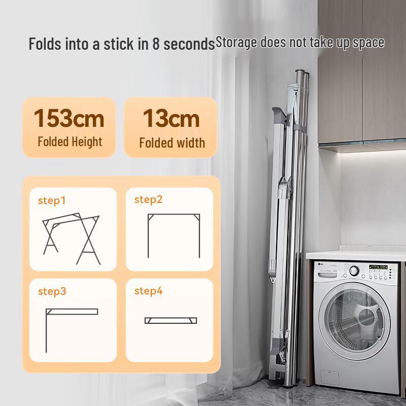NICHUANG Telescopic Folding Stainless Steel Clothes Drying Rack