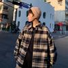 Amerikansk Retro Rutig Skjorta Herr Höst Koreansk Stil Outfit Trendigt Märke Tonårspar Långärmad Skjortjacka