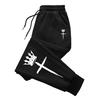 Cross-crown Men Sweatpants Pocket Crown Cross Motif, Leg Black Brush Print, Side Pocket Drawstring Jogger Pants for Urban Daily Wear