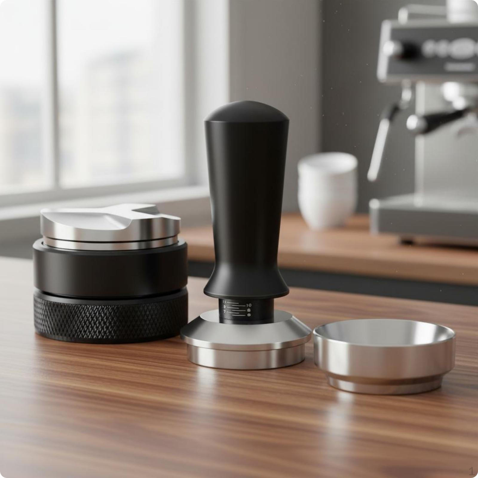 3 Pieces Espresso Distributor Tamper Set Calibrated 51mm Coffee Complete SetinOne Spring