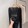 Lazy Tulle Sunscreen Blouse Long-sleeved T-shirt Women's Spring Letter Printing Design Sense Thin Loose Top