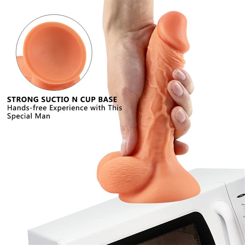 Large Sucker Female Double-layer Liquid Simulation Silicone Penis Private Parts Lifelike Fake Penis Rear Court Supplies