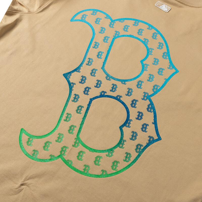 New MLB T Shirt Boston Team Unisex Beige Yellow 3ATSM1643-43BGS
