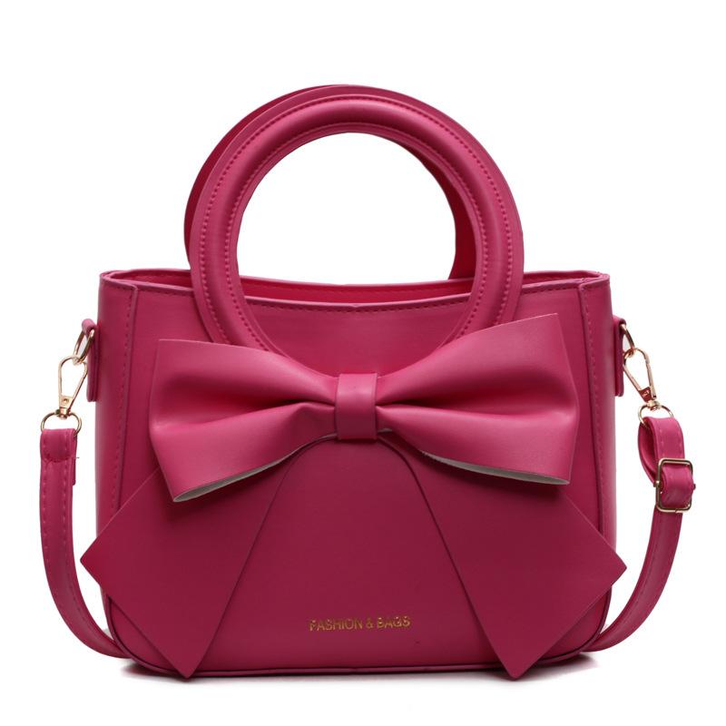 Premium bow portable small square bag women's fashion shoulder bag messenger bag