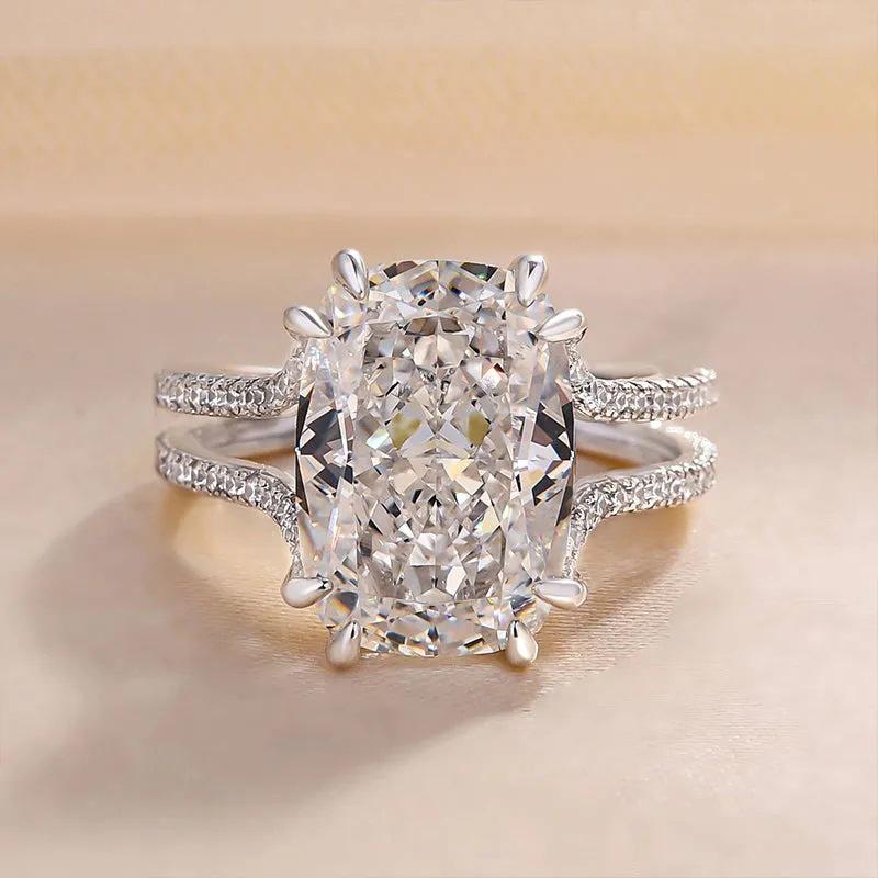 New Luxury Big Oval Cubic Zirconia Crystal Rings Women Wedding Accessories High-quality Silver Engagement Bands Jewelry